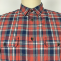 Camisa de manga larga a cuadros azul rojo