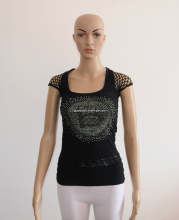 Ladies Seamless Short Sleeve Blouse Top Xd-Slv002 Sequined