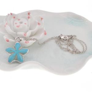 Collier pendentif étoile de mer Howlite turquoise or enveloppé pour femme