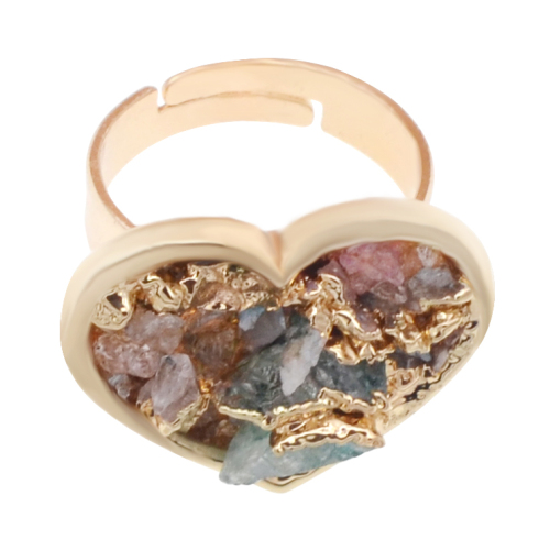 18k Guldfärg Natural Heart Drusy Crystal Rings