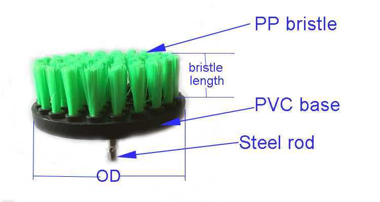 Drill brush with nylon or pp different sizes