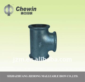 JZM balck malleable iron pipe connector tee/equal