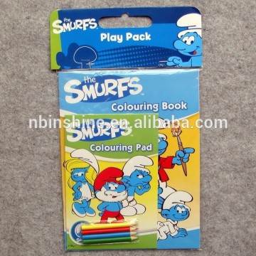 Children coloring book & coloring pad set , coloring book painting set with color pencils