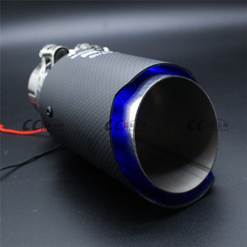 Carbon Fiber Auto Tuning Exhaust Tip with LED Silencer and Fire LED Light