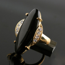 Hot Sell Gold Ring With Black Cz Ring Xld-696