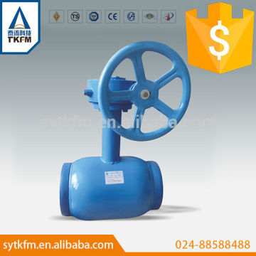 2015 TKFM hot sale worm gear standard fully welded ball valve with long stem(small caliber)