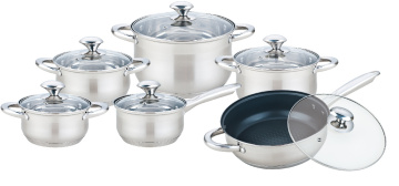 Stainless Steel Cooking Pot Set with Non-Stick Frypan