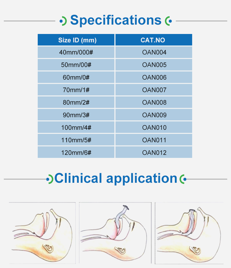 Airway guedel color disposable medical oropharyngeal guedel airway type set size 2