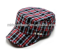 cheap plaid military peak cap