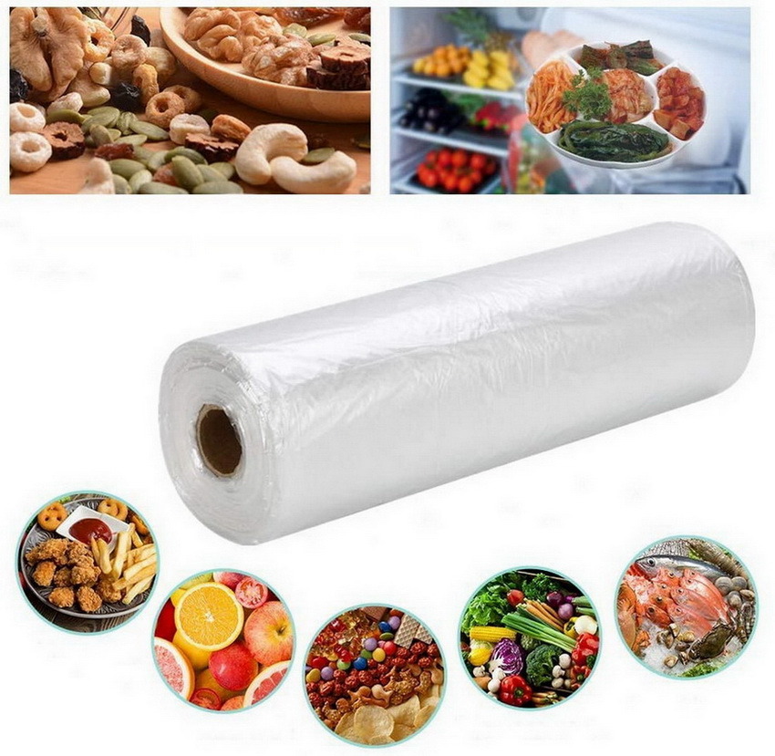 Plastic Supermarket Flat Top Open Grocery Produce Bag on Roll