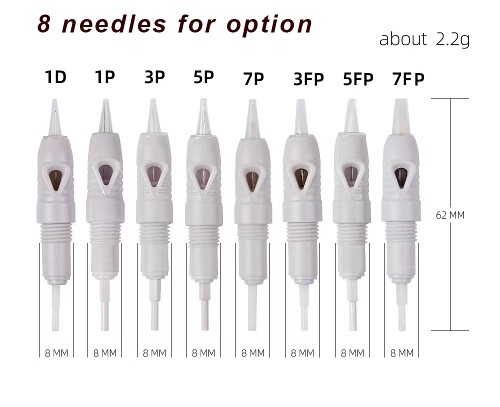 ビューティー製品パーマネントアイブローチャーマントタトゥーマシンニードル8型タイプ1d 1p 3p 3fp 5p 5fp 7p 7fp