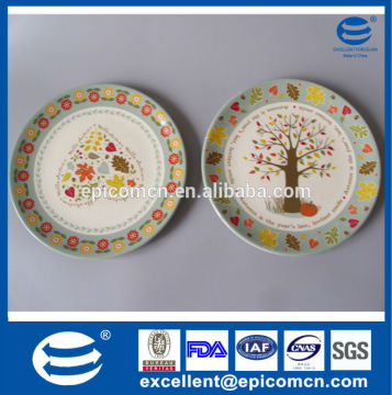 color leaves decoration dinner plate ceramic, porcelain tableware round plate