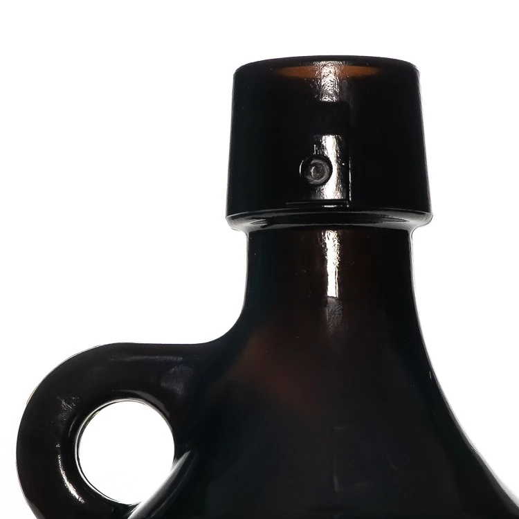 Brown Glass Bottle with Handle and Clasp, 2-Liter Beer Bottle and Enzyme Bottle