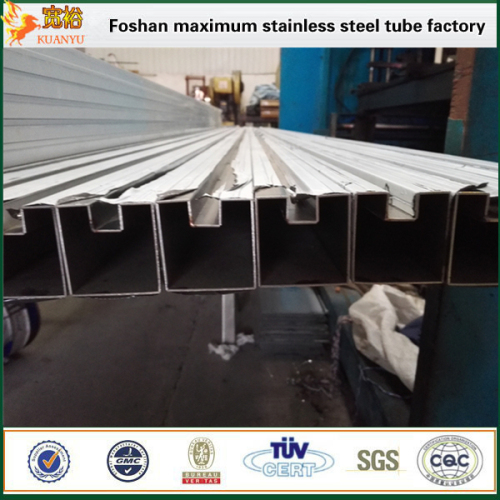 TP304 stainless steel square single slot pipes for frame of heavy curtain