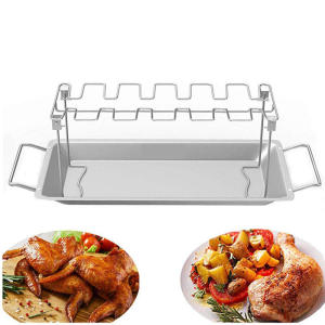 Grilled chicken leg wing rack with drip pan