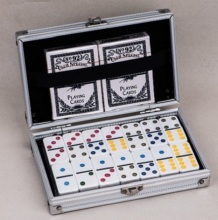 Colorful Dots dominoes game in Aluminum box