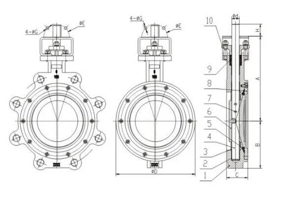 API Double Offset Butterfly Valve Class 150