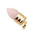 Natural Lamp Bulb Gemstone Rose Quartz Pendant Plated Gold