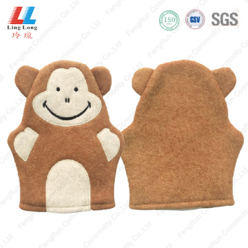 Bear brown style soft bath gloves