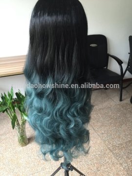 Fashional 20 inch middle part lace front wigs green ombre wig