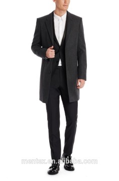 Virgin twill Wool and Leather Jacke long coat