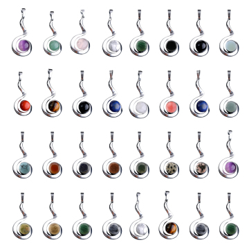 Gmestone Pendant 10MM Cabs Silver Threaded Comma Stone Pendant for Jewelry Making Necklace Earring Birthday Gift