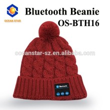Fashion red bluetooth warm beanie hat with ball manufacture