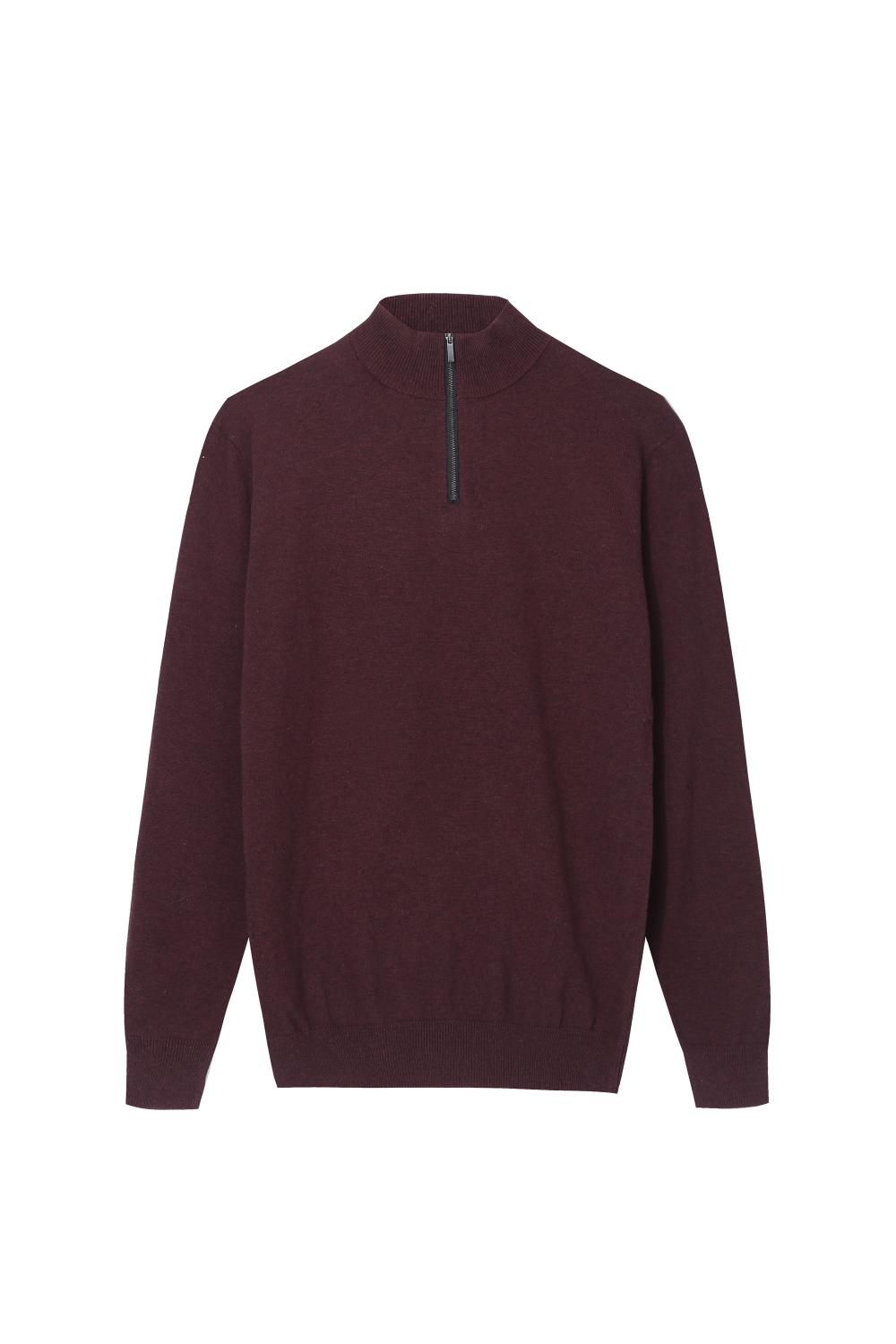 Men's Knitted Quarter Zip Mock-neck Pullover