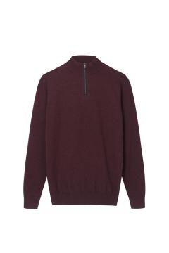 Men's Knitted Quarter Zip Mock-neck Pullover