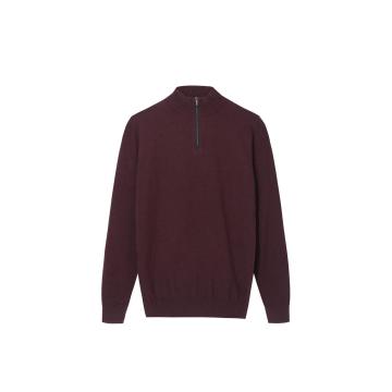 Men's Knitted Quarter Zip Mock-neck Pullover