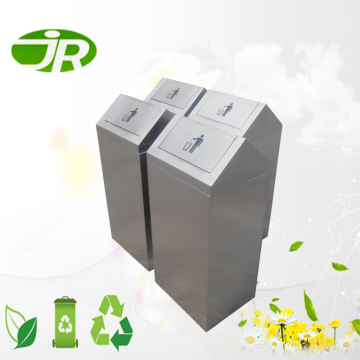 stainless steel waste litter bin with swing lid polished finish