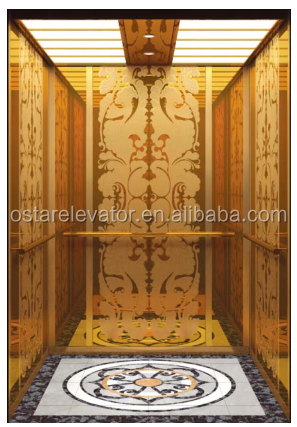 Luxurious Golden Glass Decoration Elevator Cabin