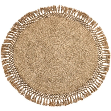 Hand Braided woven moroccan round wool area rugs