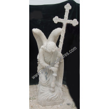 Granite Marble Kneeling Angel Statue for Tombstone Headstone Monument (SY-X1543)