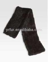YR501 Can be Customize Real Rabbit fur Scarf/ Pull Through Basic Style Genuine Rabbit Hand knit Fur Muffler