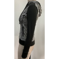 Ladies knit hoodie with animal print activewear jacket