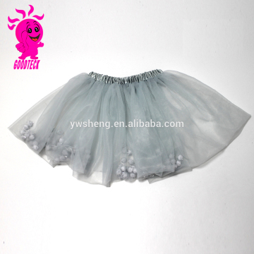 factory wholesale sales grey color tutu dress kids size tutu baby girl pompom tutu