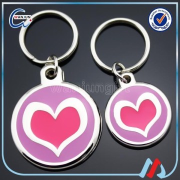 pink heart shape couple beautiful metal dog tags