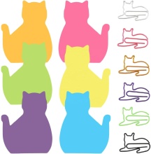 Cat Paper Clips and Silhouette Cat Shaped Sticky Notes Set - Office Desk Accessories