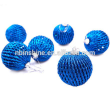 Glitter pattern blue christmas ball , Blue glittered spiral decorated christmas balls wholesale