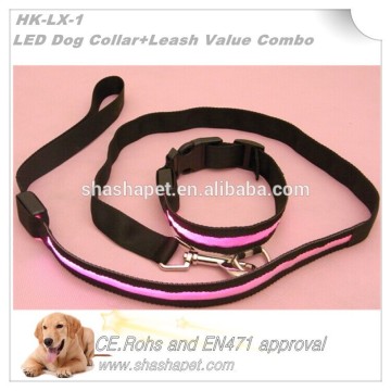 Nylon dog leash material LED Dog Collar and led dog Leash Value Combo