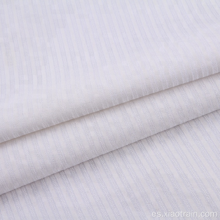 Tela de algodón con estampado de pigmentos de rayas blancas