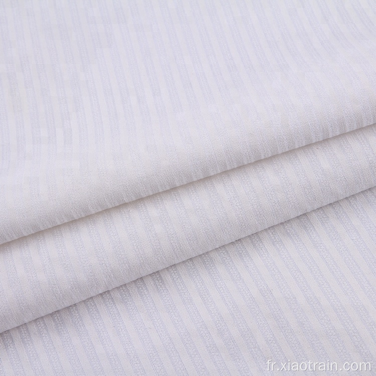 Tissu Coton Imprimé Pigment Rayé Blanc