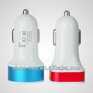 multi-function multi plug white car charger adapter