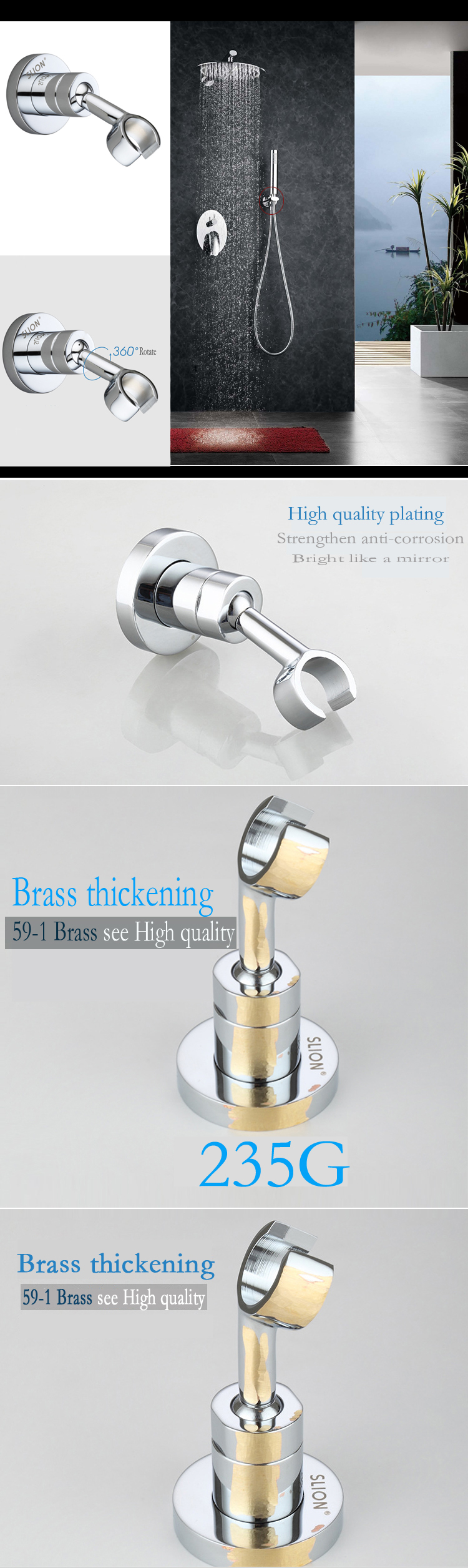Brass wall bracket shower holder bath accessories bracket