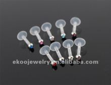 Internal bioplastic labret with jewel ball Labret Lip Rings