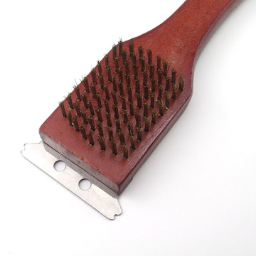 Grill cleaner cleaning brass brush with wooden handle