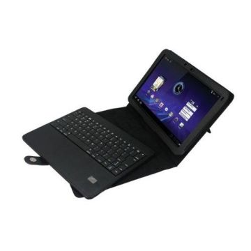 Pu Leather White, Blue Motorola Xoom Keyboard Case With Bluetooth