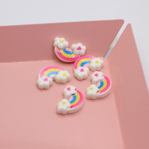 100 Pcs / Lot 15 * 23 MM résine Miniature arc-en-ciel nuage artisanat Flatback maison de poupée arc-en-ciel nuage Cabochons Slime charmes fournisseur