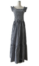 Smocked Ruffled Plaid Ruffle Hem Dress